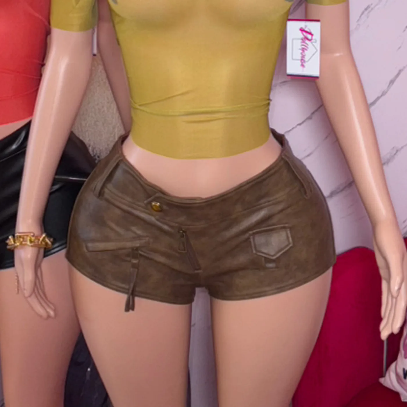 Brown Leather Shorts
