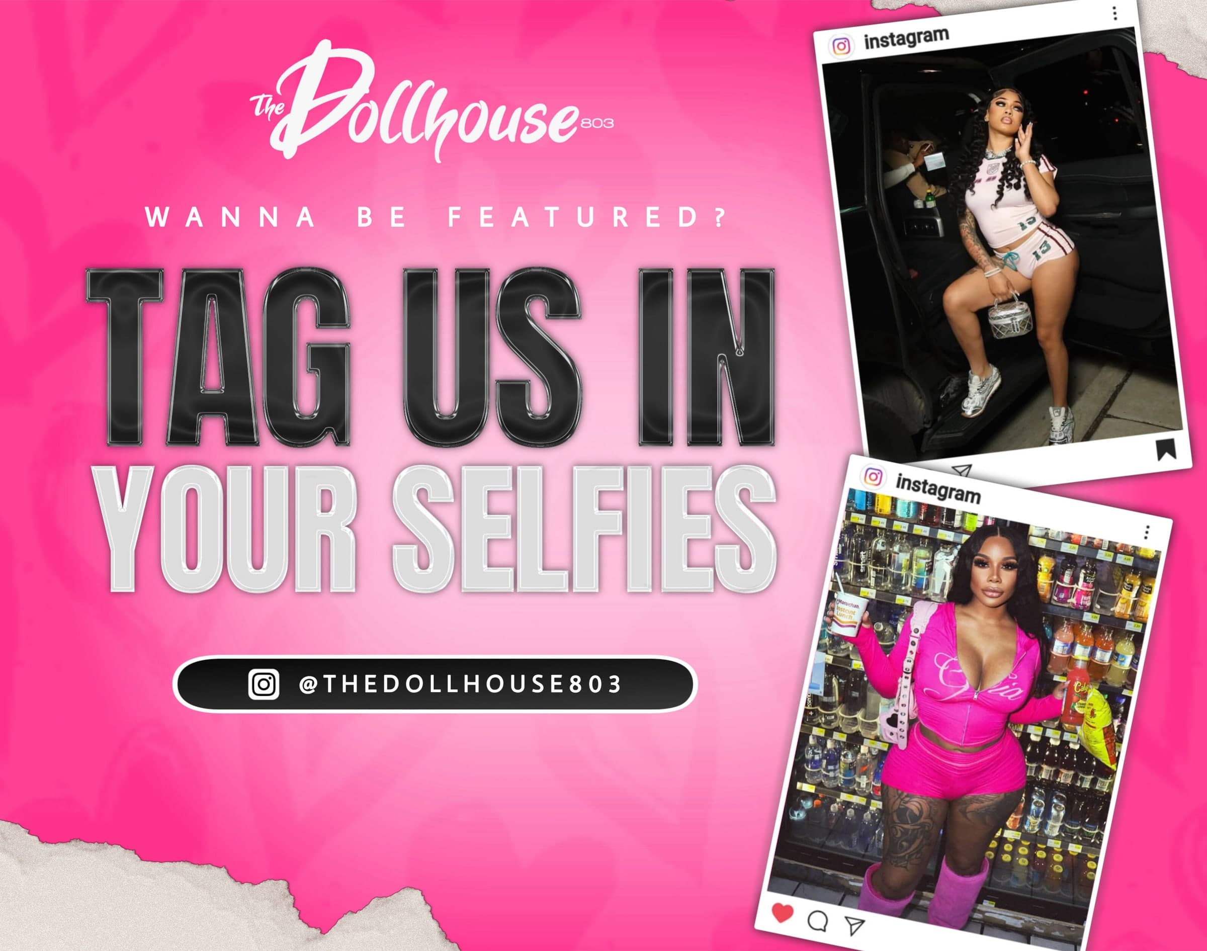 Customers photographed in Dollhouse 803 outfits, shared on Instagram