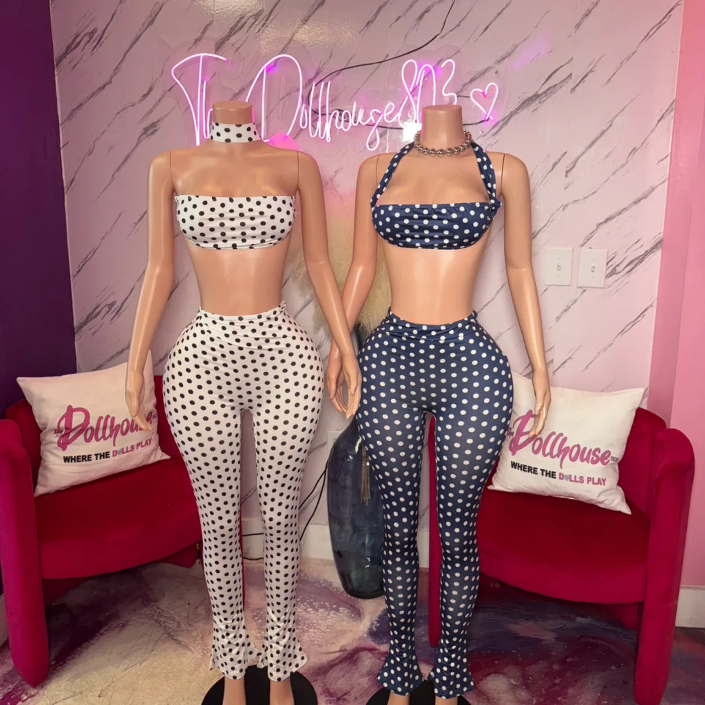 polka dot two piece set